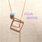 🔹送料無料🔹3月誕生石アクアマリン aquamarine  square  スクエア ラリエットネックレス シルバーチェーン変更可能