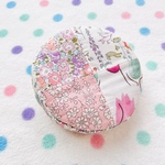 LIBERTY* リバティ  Pink Flowerパッチのまんまるポーチ