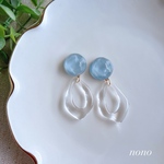 【再販】水面ブルーグレークリアピアス/イヤリング/サージカルステンレス nonoacs ✽シャーベットカラー