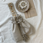 再販6)刺繍リボンワンハンドル巾着バッグ