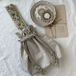 再8)刺繍リボン巾着バッグ