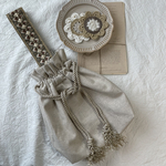 再販2)刺繍リボンワンハンドル巾着バッグ