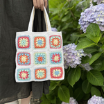 ちょっとそこまで♪ クロシェ編み　トートバッグ　『カラフル・レトロカラー』