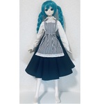 ☆送料無料＊お試し価格☆　ドルフィー(DD・SD)　ドール服　メイド風　白黒ボーダー柄　エプロン