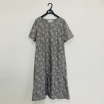 ☆新作☆1点物☆　北欧風ワンピース　大人カワイイ　グレー系　花柄ワンピース　ふんわりワンピース　お上品ワンピース　大きいサイズワンピース　サイズ　L～LL　