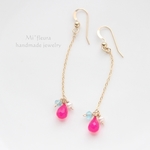 ＜14kgf＞ジューシーピンクのチェーンピアス