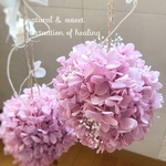 ゆらゆら紫陽花ボールピンクかすみ草入り　プリザーブドフラワー　ピンク紫陽花　かすみ草　ナチュラルインテリア　夏企画2022 フラワーボール　