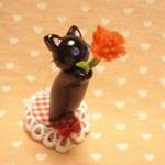 にゃんこのしっぽ○母の日○カーネーション○ミニチュア○黒猫