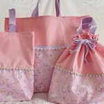 再販‼︎新色♡シャボン玉とユニコーンの3点セット♡レッスンバッグ、体操服袋、シューズ袋♡ピンク