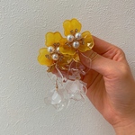 大きな黄色のフラワーピアス