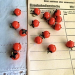 【2コセット】vintage glass beads occupied JAPAN tomato🍅　lampwork チャーム　11㍉