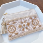 【中】インド刺繍のファスナーポーチ