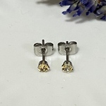 シトリン 3mm サージカルステンレス製 ピアス シルバーカラー
