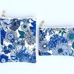 noaco 様リクエスト品❤️北欧花柄🌸ブルー　便利ラミネート ミニポーチ　10cmファスナー　とたばこポーチ