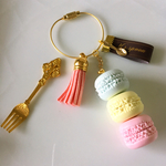  春♡パステル３連マカロン×タッセル バッグチャーム ピンク