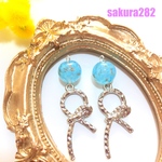 sakura282 ランプワーク 大ぶり 結び目 シルバー ピアス イヤリング
