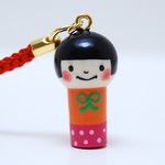 【aiki様ご予約品】＊miniこけし＊ストラップ＊緑のリボンちゃん