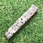 水筒肩紐カバー☆マジックテープタイプ　恐竜アイボリー×ヒッコリー柄　ストライプ