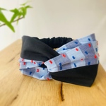 ❮sale❯春夏☁︎爽やかカットドビー☁︎クロスヘアバンド☁︎ネイビー×黒無地ミックス