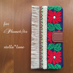【iPhone6/6s】フラワー刺繍＊手帳型ケース