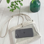 倉敷帆布 クリアポケット　ショルダーバッグ　サコッシュ　推し活　スマホポシェット　PVC　ベージュ