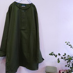 リメイク　ノーカラー　ハンパ丈　ミリタリープルオーバーシャツ　<ericksen>