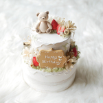 いちご の ネイキッド ドリップ クレイケーキ  クマさんトッパー birthday プレート 付 