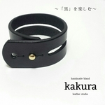 ※ちょっと大人のブラックレザーブレスレット　本革×ゴールド　黒　送料込み　ワンポイント