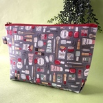 たくさんのコスメ柄 化粧ポーチなど  USAコットン マチ付き 可愛い ファスナーポーチ プチギフト