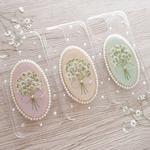 オーバル・かすみ草ブーケ❁.*･ﾟ押し花iPhoneケース 【※iPhone専用ページ】