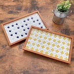 花タイルの木製トレー