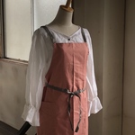 リネンコットン　男女兼用フルエプロン　肩紐バッククロス　SB-DG