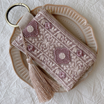 再販)カラビナ付き刺繍リボンポーチ