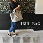 イブルのバッグ クラウド柄 マチ付き Lサイズ 約50×30cm Ｗ取っ手 レッスンバッグ 韓国製 ヌビバッグ