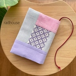 刺し子　刺繍　ブックカバー　パッチワーク　文庫本　ピンク