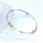 ［再販2］ラベンダーアメジスト💜一連　コイルブレスレッド　アメジスト　水晶　天然石　スワロフスキー　