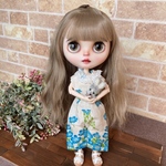 ハンドメイド　ネオブライスサイズ　アウトフィット　オールインワン　ネモフィラ