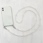 クリアケース ビーズ パール スマホショルダー ストラップ お花 ショルダーストラップ サンカヨウ　オーロラ