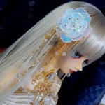 ◆髪飾り オーロラフラワー×蝶◆1/4～1/3ドール向けサイズ ※ドール用アクセ