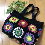 ご注文品  グラニースクエアトートバッグ(ブラック)