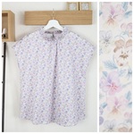 【期間限定SALE♡7/25まで】リバティ＊ハイネックフレンチスリーブブラウス （9号)