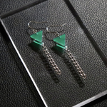グリーン×クリア　トライアングルピアス　イヤリング
