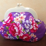 台湾花布　がま口ポーチ　00892