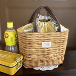  ＊保冷保温  巾着付きランチバッグ＊ かご風  🍋 レモン トリックバスケット