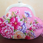 台湾花布 がま口クラッチバッグ　00893