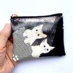 感謝セール品❤️ブラックデニムポケットねこ😻　便利ラミネート ミニポーチ　10cmファスナー