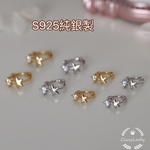 Sv925純銀製 2色　星とCZダイヤ　スター　フープピアス silver925 YC4186