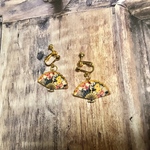 扇子アクセサリー　和風　着物コーデ　ニッケルフリーイヤリングorピアス　サージカルステンレスピアス　ノンホールピアス　扇子　
