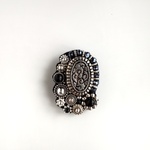 Antique Silver Beads Reunion 45  ビーズ刺繍ブローチ