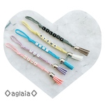 ★送料込★ オーダーメイド  タッセル付きストラップ アルファベットビーズ×ワックスコード 